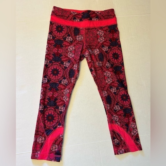 Lululemon Run Inspire cropII prism floral guava lava boom juice legging Sz-4 B11 - Picture 6 of 13